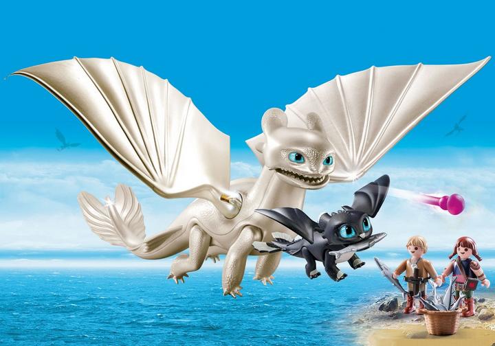 Light Fury and Baby Dragon with Kids