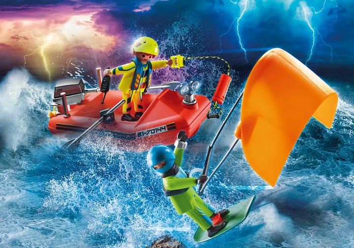 Kitesurfer Rescue with Speedboat