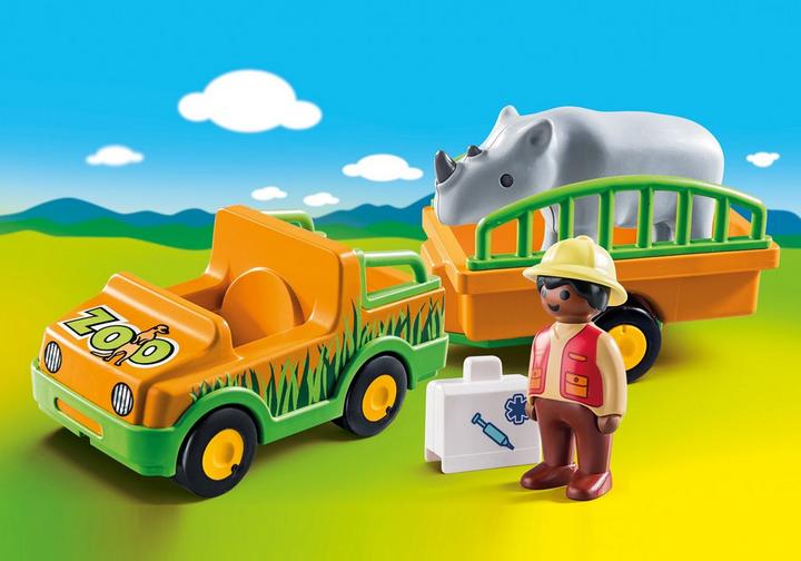 Zoo vehicle with rhinoceros