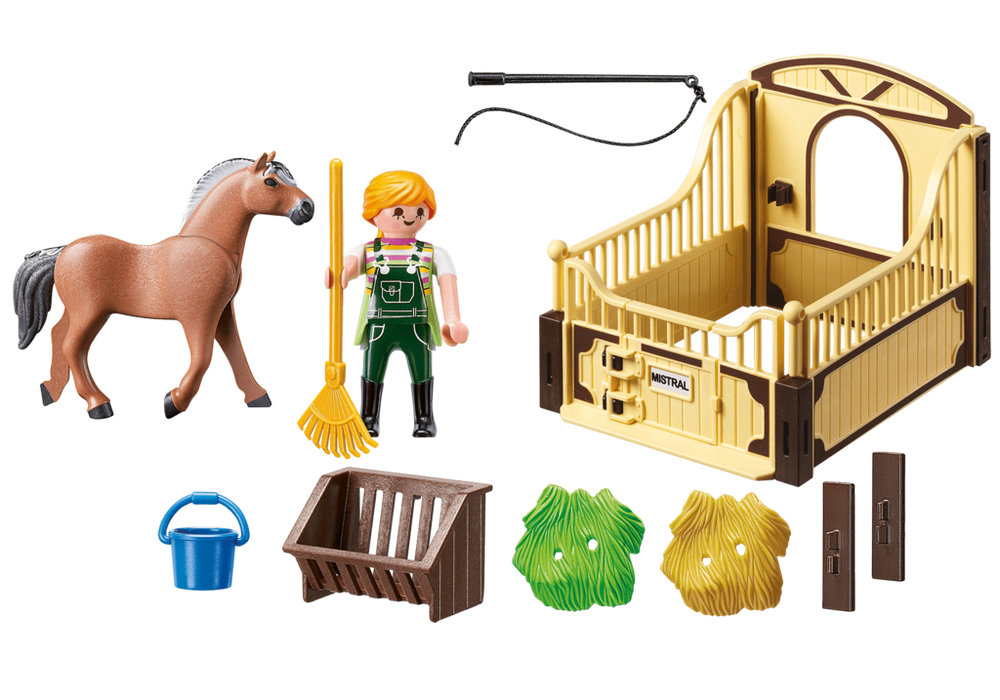 Fjord Pferd mit braun-gelber Pferdebox (also see 5517 for equivalent) – box_back