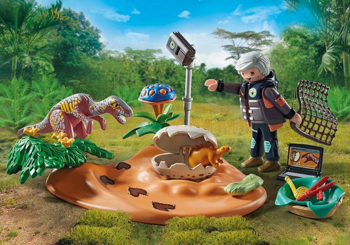 Stegosaurus nest with egg thief